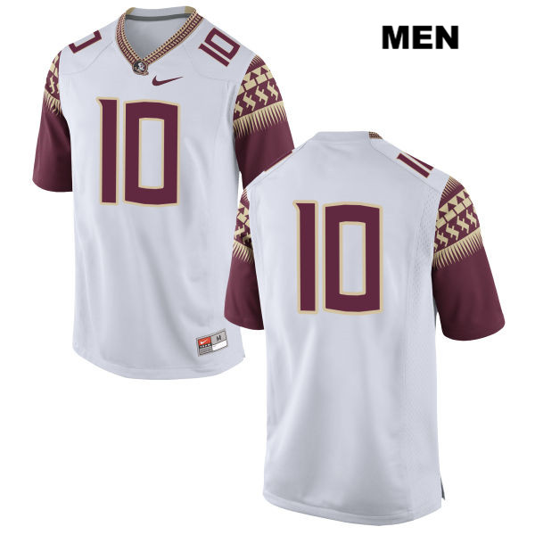 Men's NCAA Nike Florida State Seminoles #10 Calvin Brewton College No Name White Stitched Authentic Football Jersey WZC1169ZV